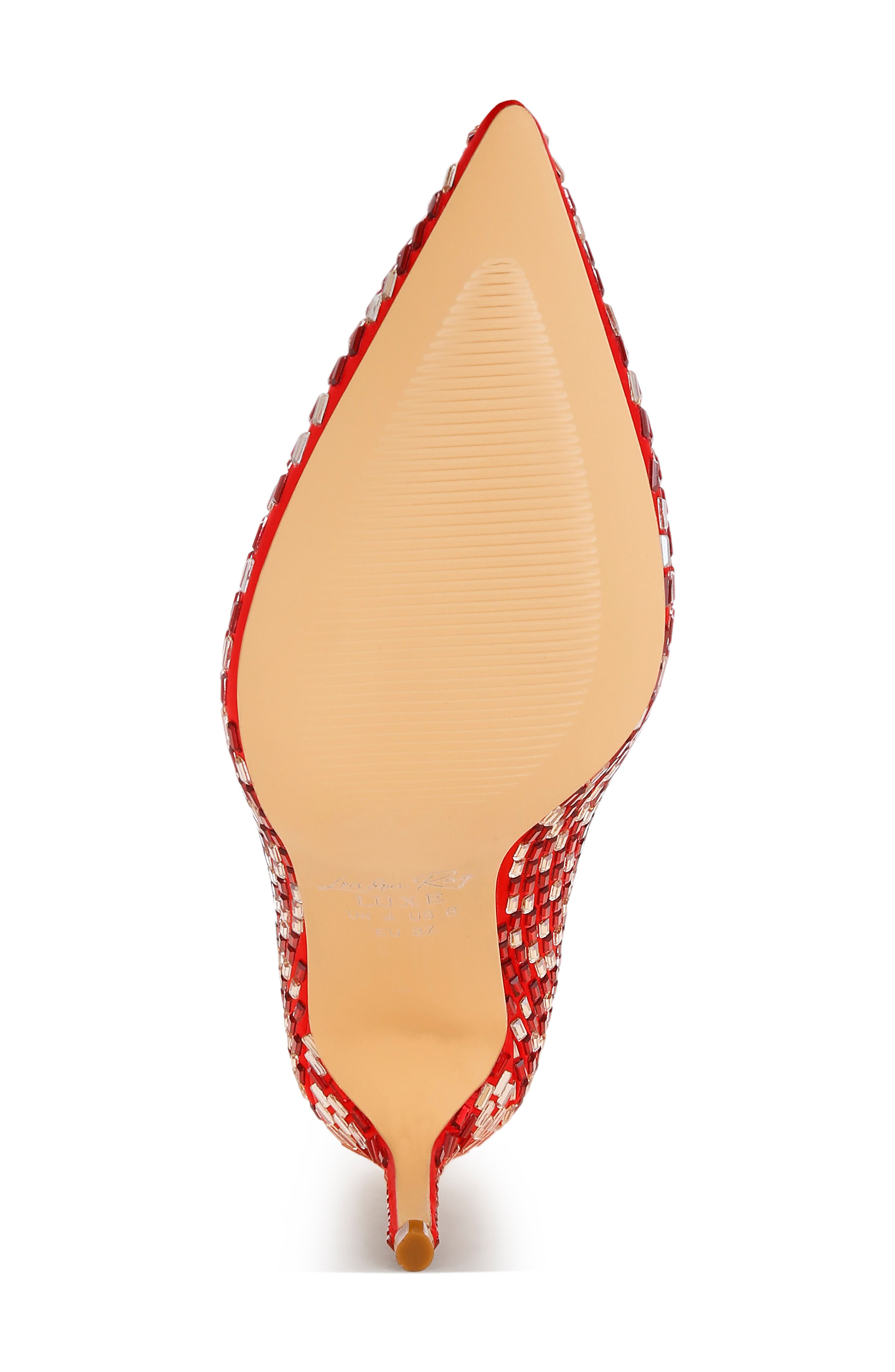 Elodie Mirrored Jewel Pump, Alternate, color, RED