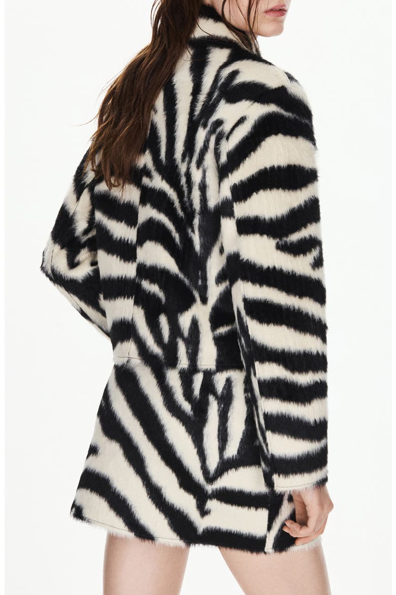 Zebra Print Faux Fur Jacket, Alternate, color, BLACK
