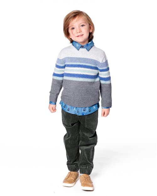 Deux Par Deux Knitted Jacquard Sweater In Gray
