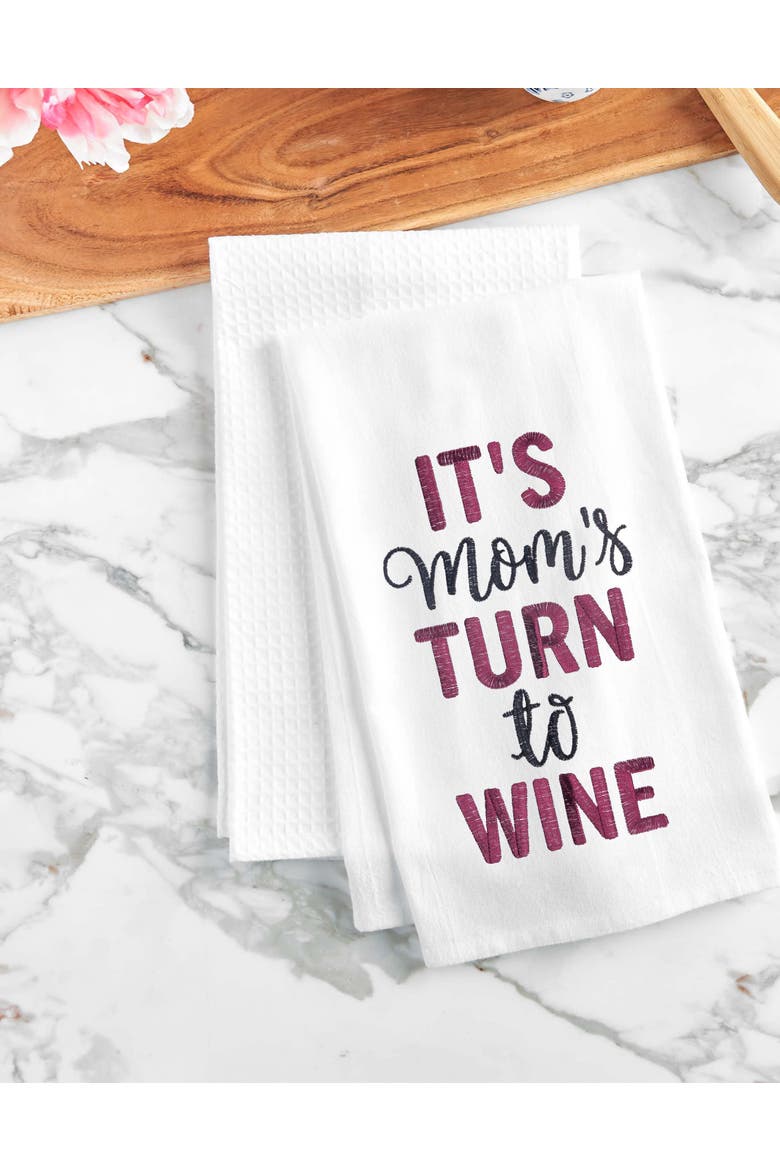 18" x 27" Mom's Turn To Wine Embroidered Cotton Flour Sack Kitchen Dishtowel, Alternate, color, Red