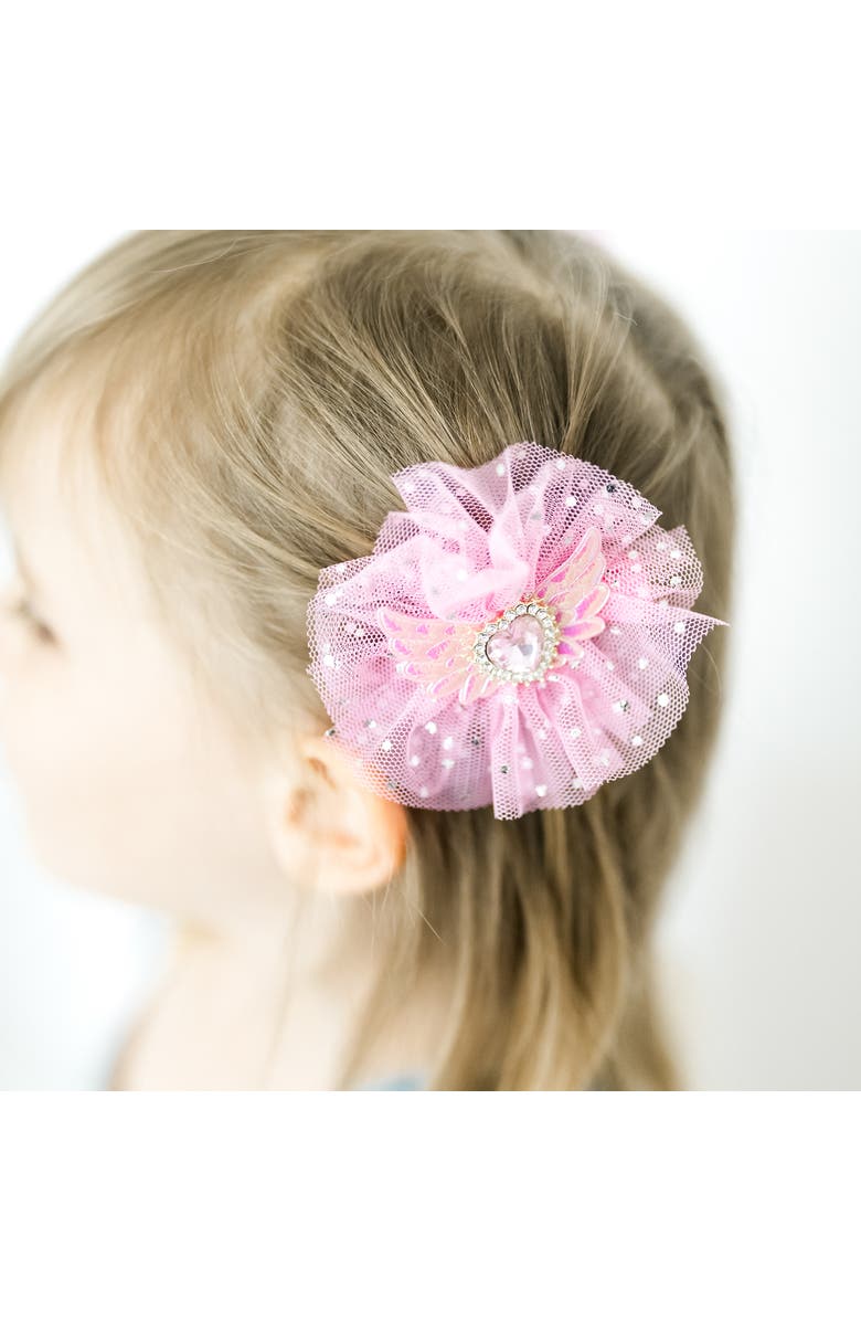 Puttisu Angel Sparkle Wings Hair Clip Set of 4, Alternate, color, Ivory & Rose Pink