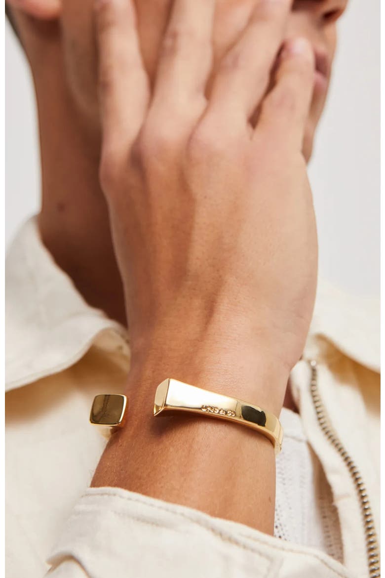 Polished Block Cuff, Alternate, color, Gold