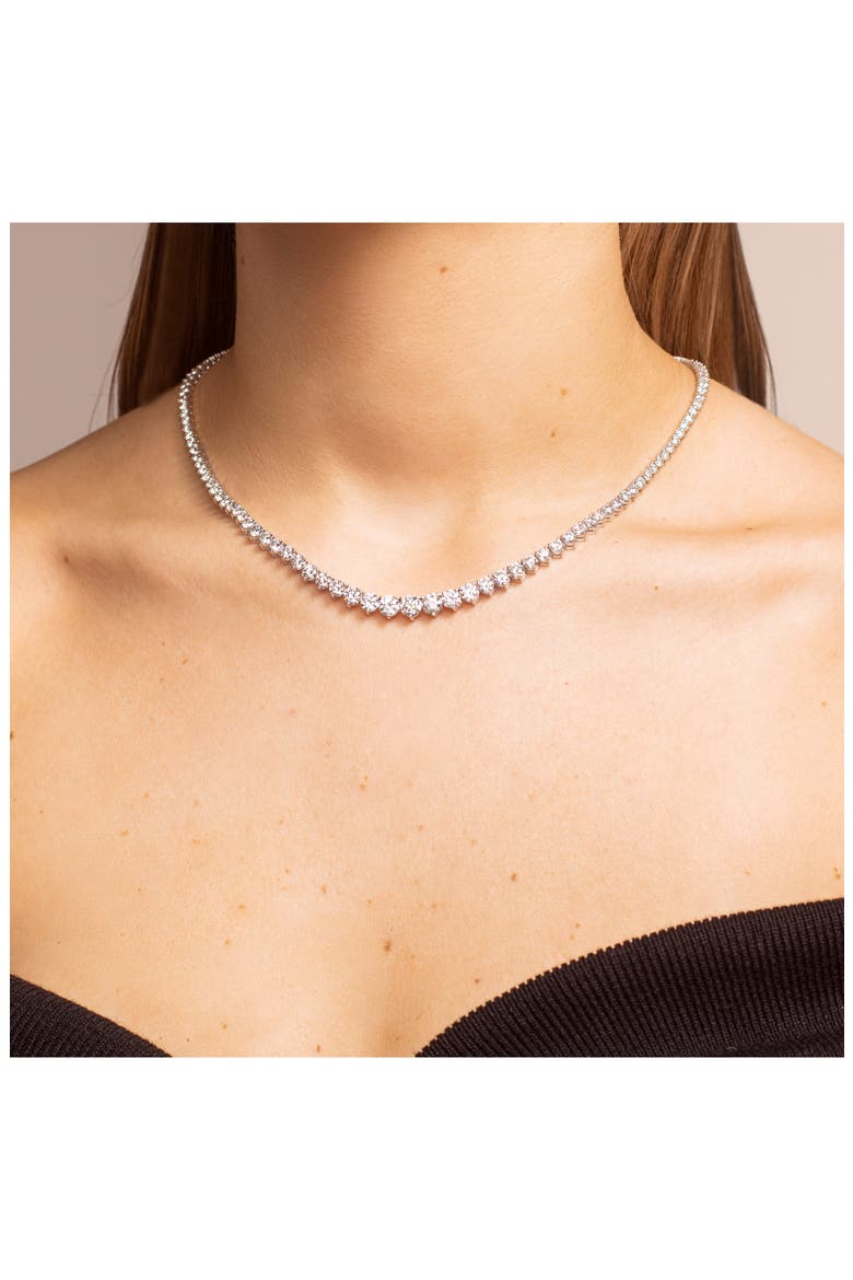 Graduated Lab Grown Diamond Tennis Necklace, Alternate, color, WHITE GOLD/ DIAMOND