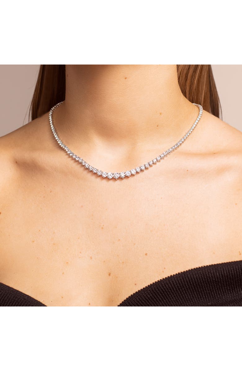 HauteCarat Graduated Lab Grown Diamond Tennis Necklace, Alternate, color, White Gold/ Diamond