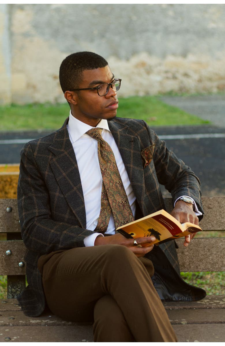 Elizabetta Trebbiano - Extra Long Silk Jacquard Tie for Men, Alternate, color, Olive Green