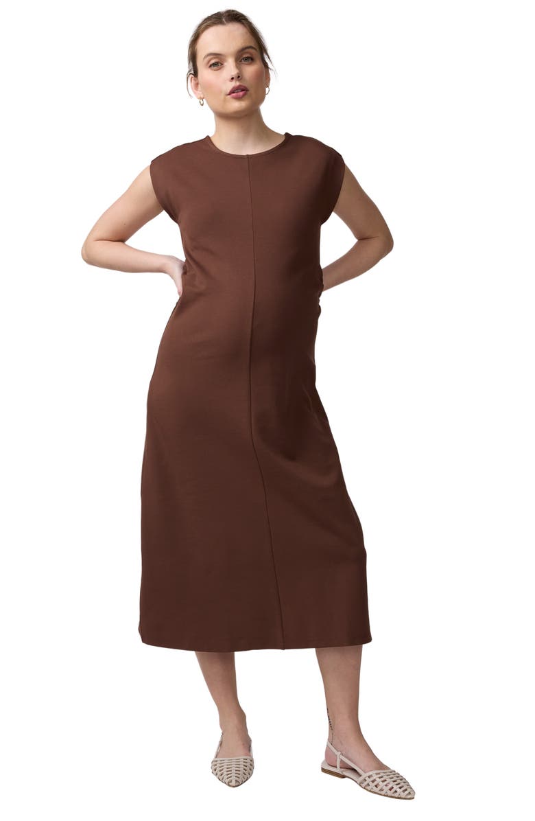 Ingrid & Isabel The Modern Muse Maternity Midi Dress, Main, color, Dark Brown