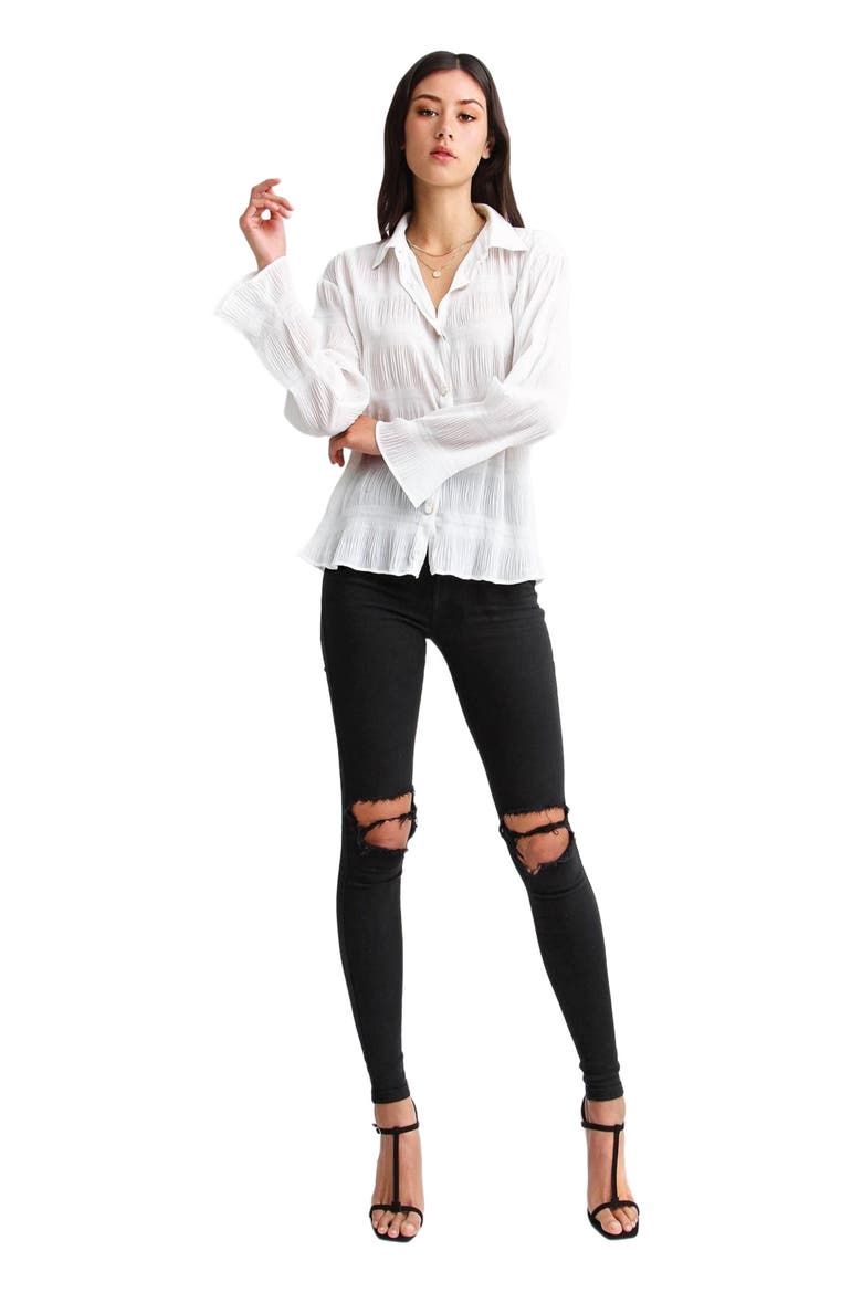 Yoko Shirred Chiffon Blouse, Main, color, Cream