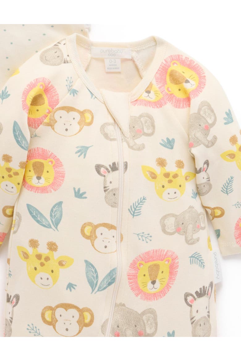 2 Pack Basics Printed Zip Footie Boys, Alternate, color, Savanna Friends Print