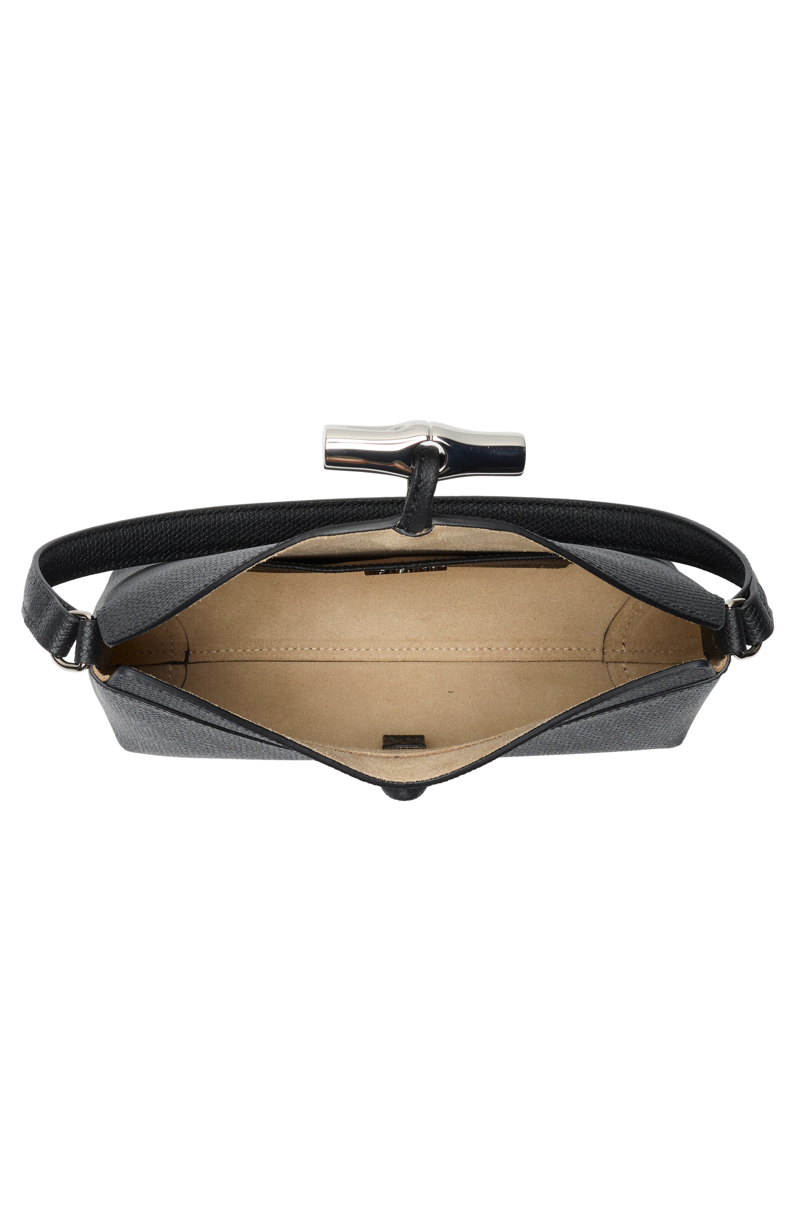 Roseau Small Leather Shoulder Bag, Alternate, color, BLACK