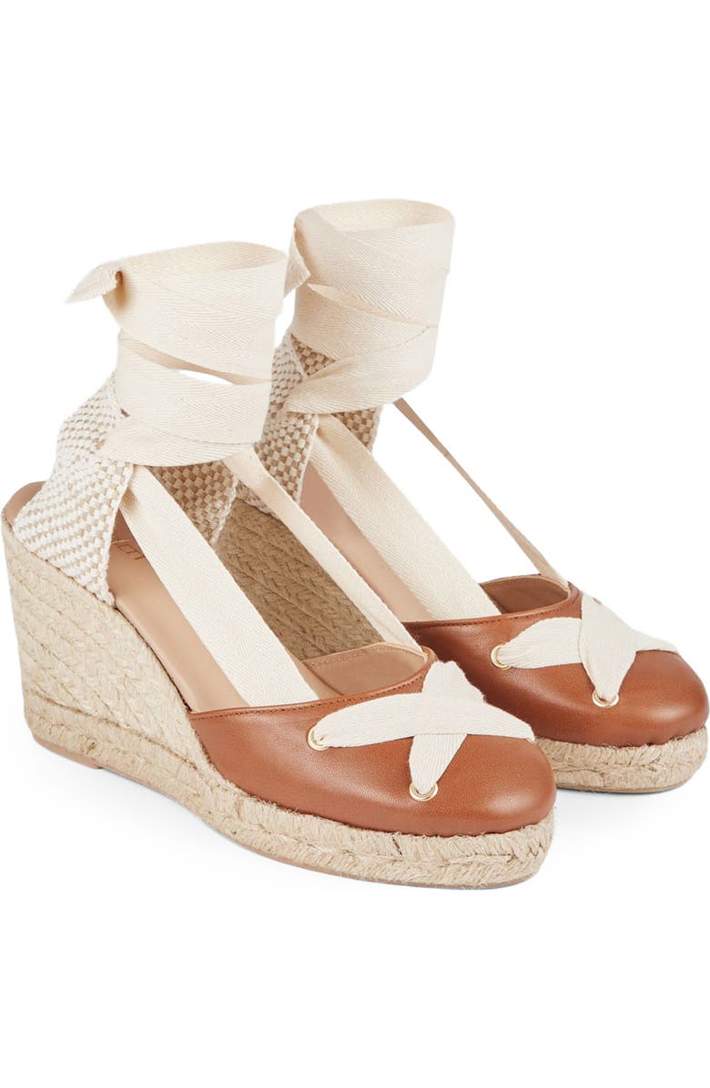 LK Bennett Ophelia Ankle Wrap Wedge Sandal, Main, color,