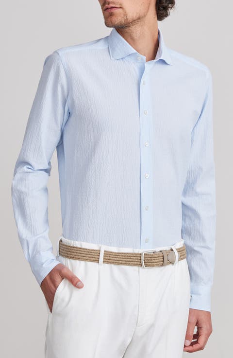 Textured Sartorial Stripe Cotton Dress Shirt