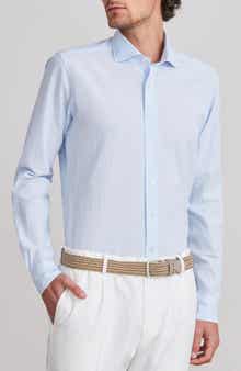 Emanuel Berg Textured Sartorial Stripe Cotton Dress Shirt