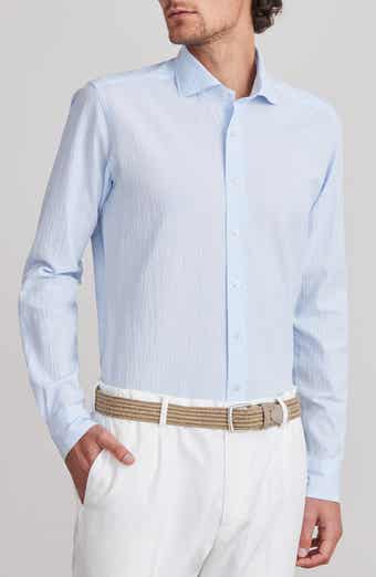 Emanuel Berg Textured Sartorial Stripe Cotton Dress Shirt