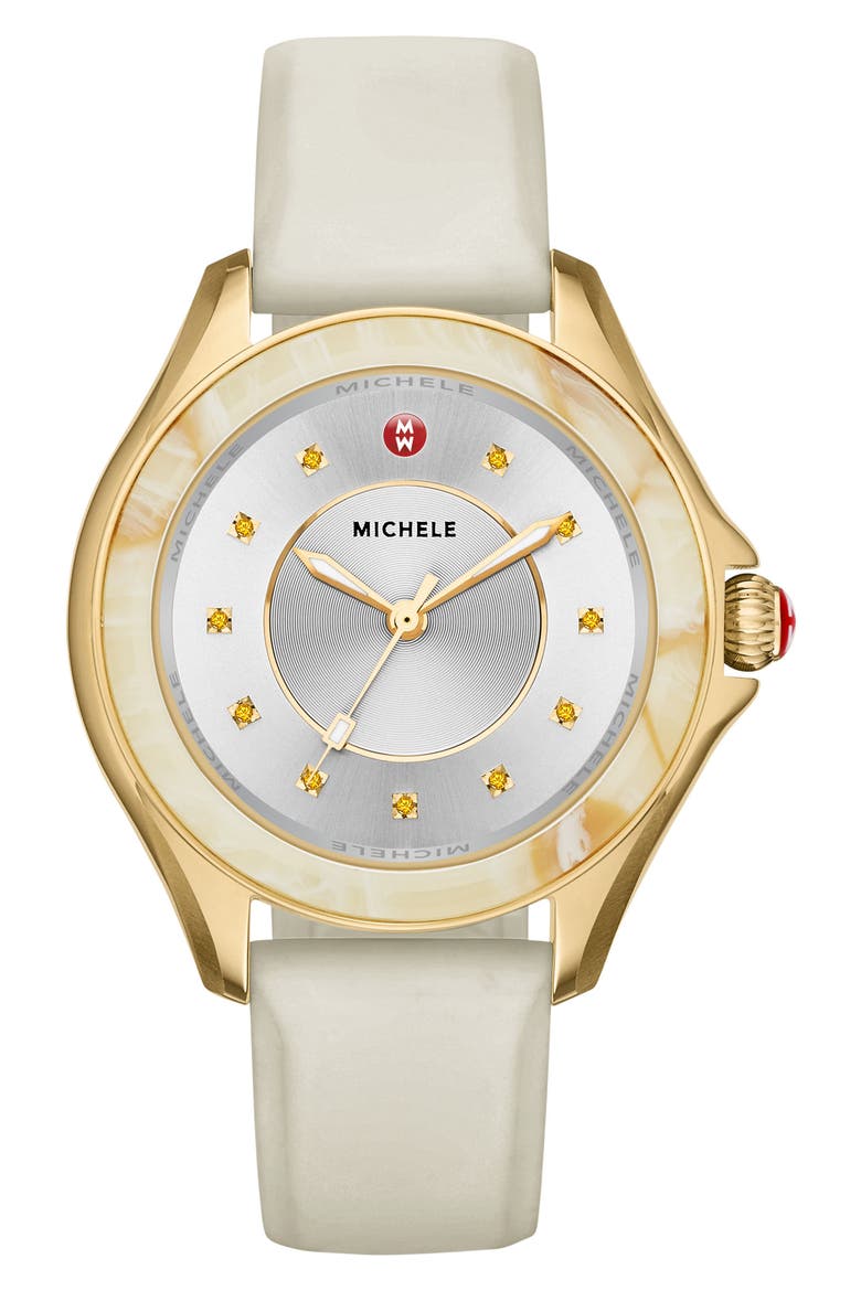 Cape Silicone Strap Watch, 40mm, Main, color, IVORY/ WHITE/ HORN ACETATE