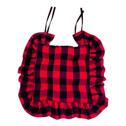 Franklin Black & Red Plaid Gingham Chairpad 17"