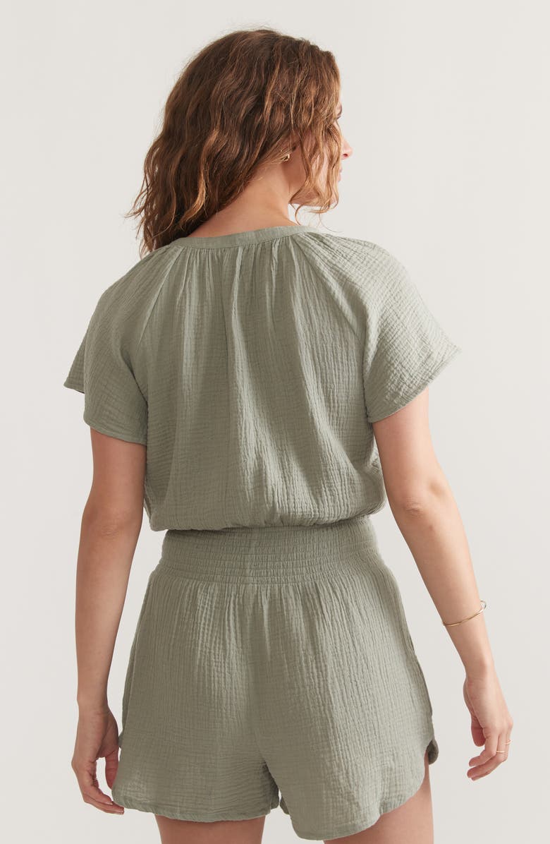 Marine Layer Double Cloth Cotton Romper, Alternate, color, Shadow