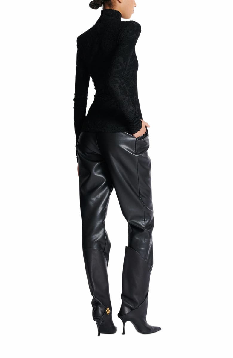 Balmain Baroque Pattern Long-Sleeved Top, Alternate, color, Black