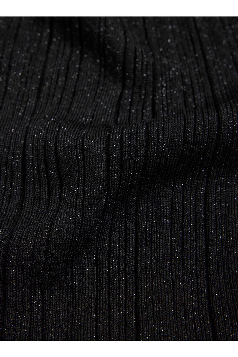 Novelty Metallic Rib V-Neck Cardigan, Alternate, color, METAL BLACK