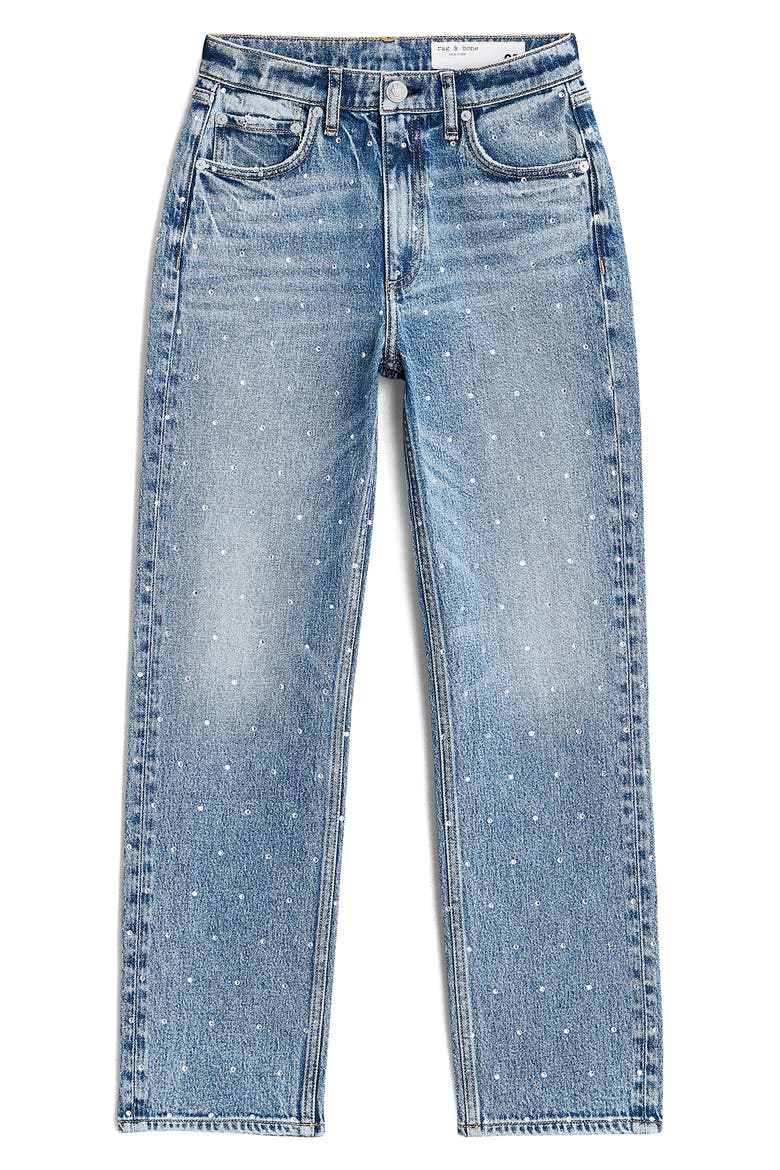 Harlow Rhinestone Straight Leg Jeans, Alternate, color, EVJEWEL