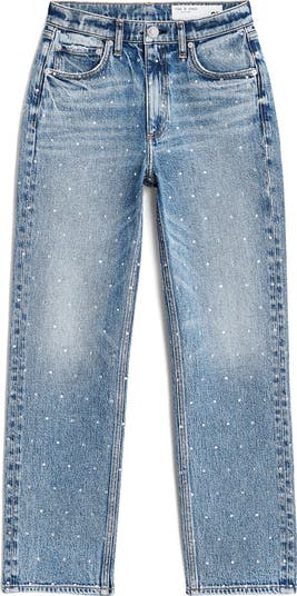 rag & bone Harlow Rhinestone Straight Leg Jeans | Nordstrom