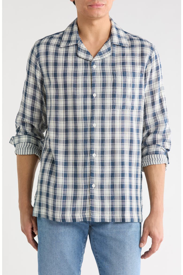 Plaid Long Sleeve Button-Up Shirt, Main, color, NAVY PLAID