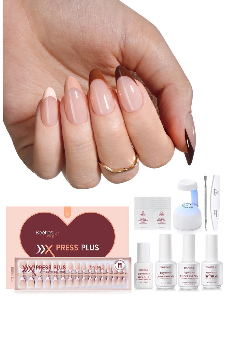 Medium Almond French Tip Press On Nail Studio Kit, Alternate, color, None