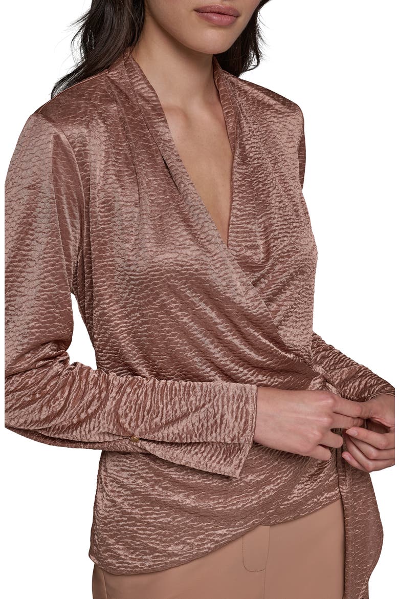 Crinkle Tie Waist Satin Top, Alternate, color, CAMEL