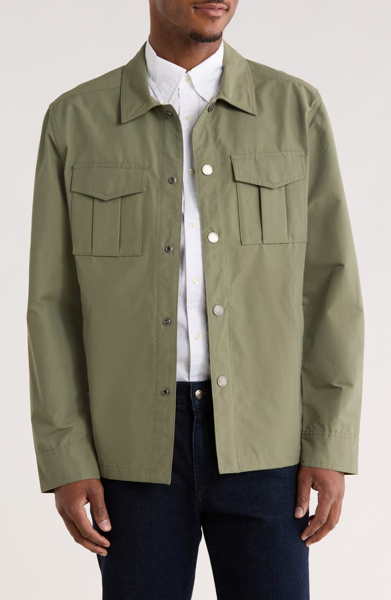Brooks Brothers Cotton Blend Shirt Jacket, Main, color, Oilve Green