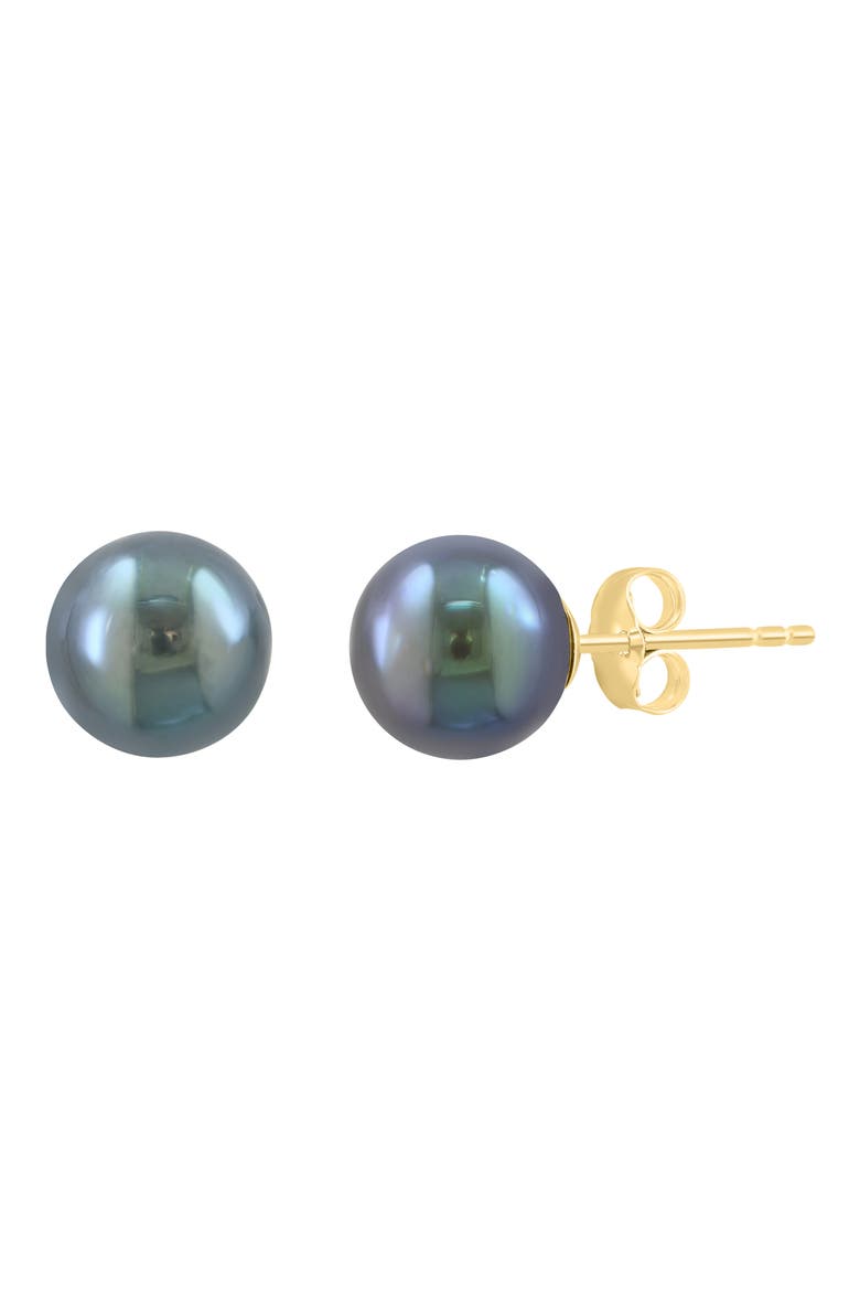 Tahititan Pearl Stud Earrings, Alternate, color, BLACK