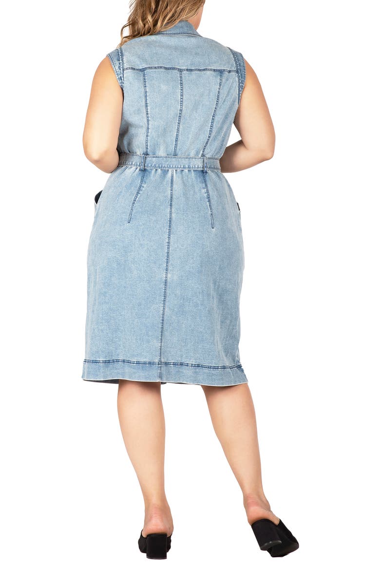 Sleeveless Tie Waist Denim Dress, Alternate, color, BLUESTONE