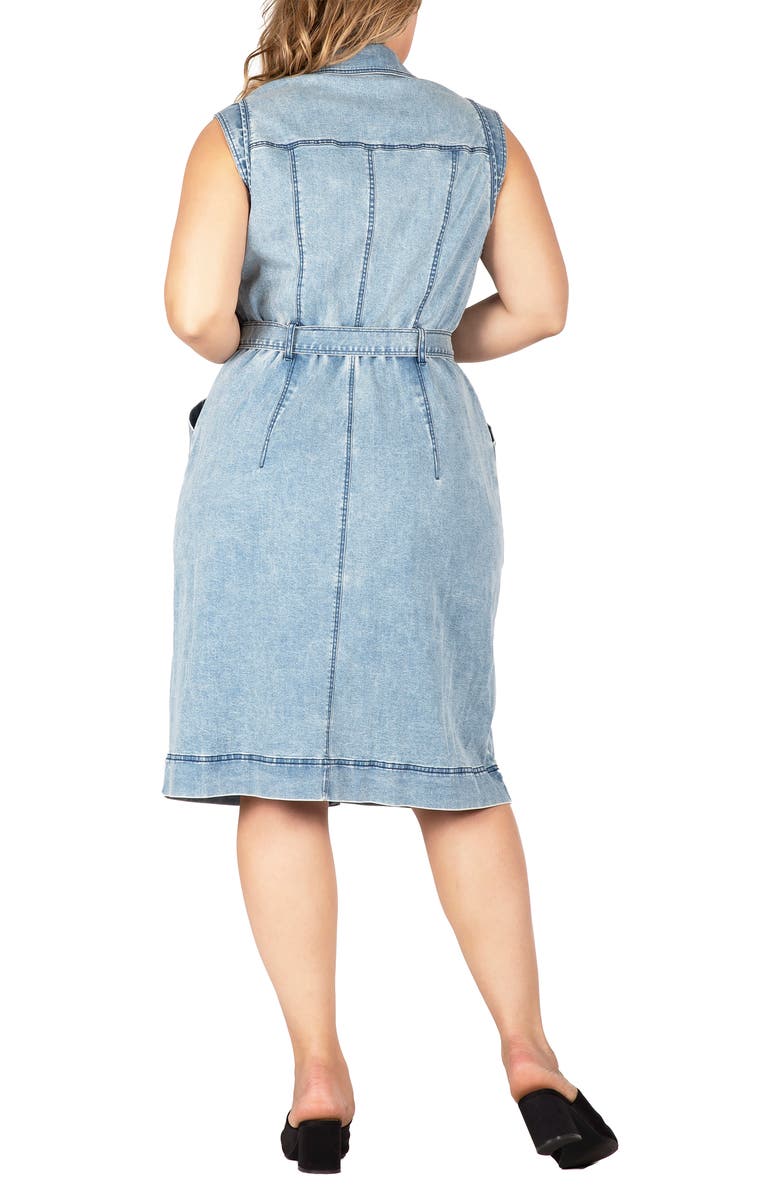 Standards & Practices Sleeveless Tie Waist Denim Dress, Alternate, color, Bluestone