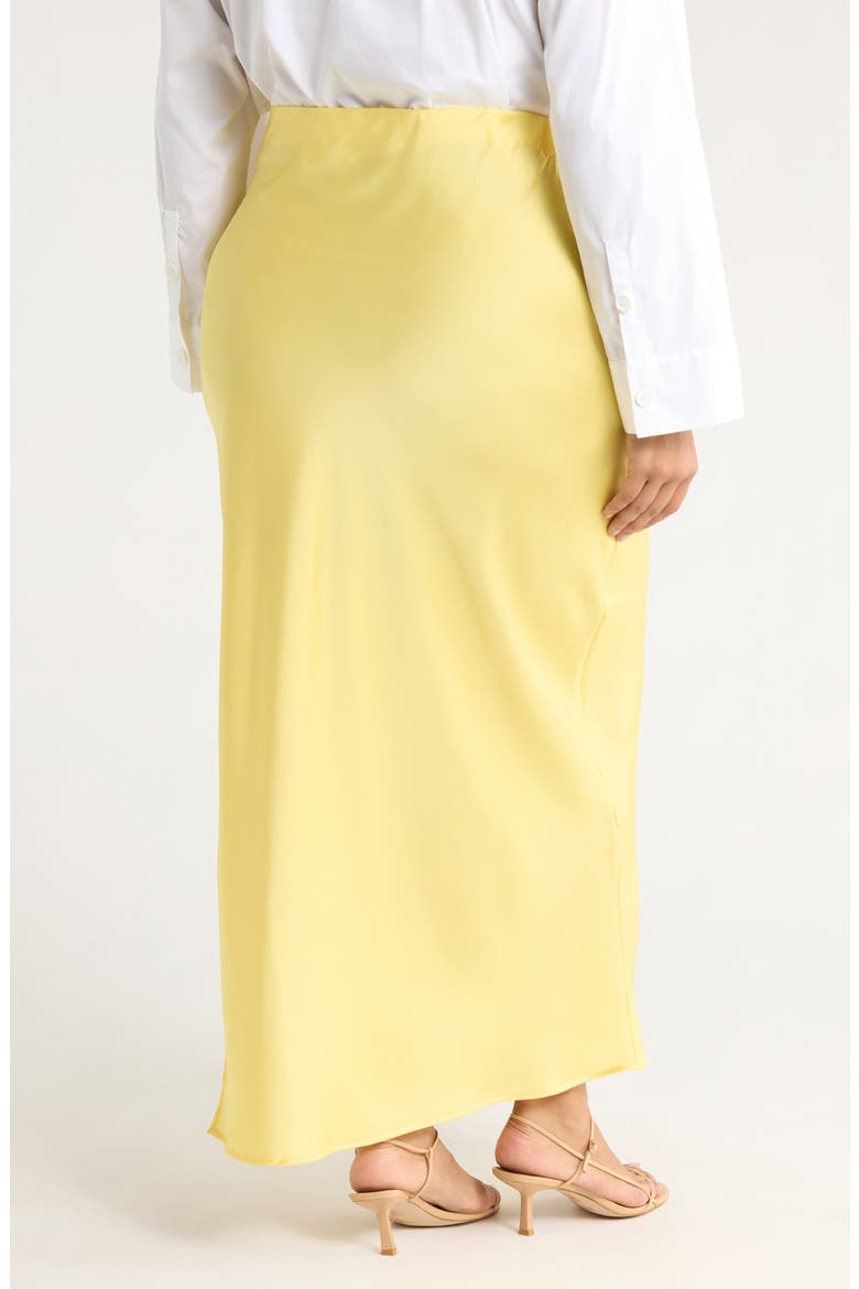 Side Slit Satin Maxi Skirt, Alternate, color, LEMON