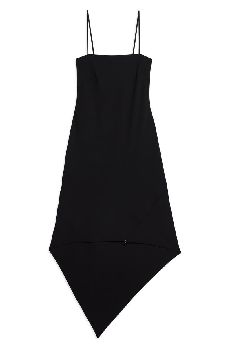 Helmut Lang Asymmetric Hem Wool Dress, Alternate, color, Black