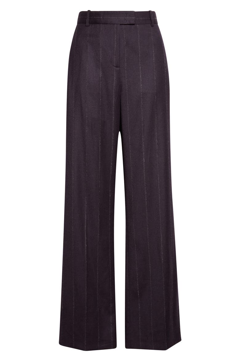 Pinstripe Straight Leg Wool Blend Pants, Alternate, color, 177 AMETHYST
