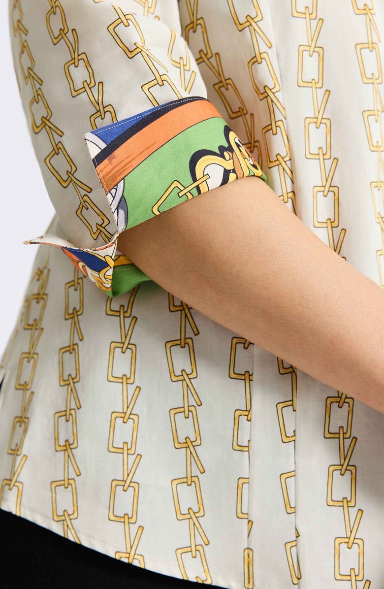 Foxcroft Taylor Chain Stripe Cotton Button-Up Shirt, Alternate, color, 