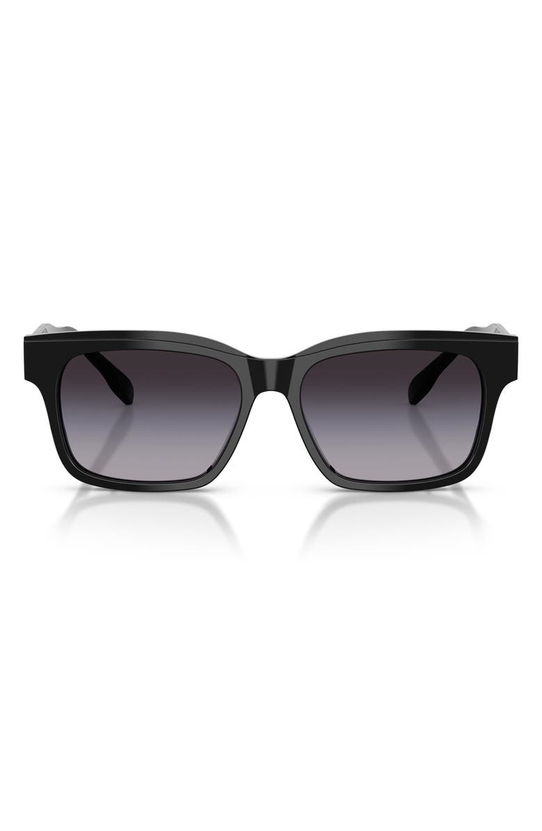 Tory Burch 55mm Rectangular Sunglasses, Main, color, Black / Grey Gradient