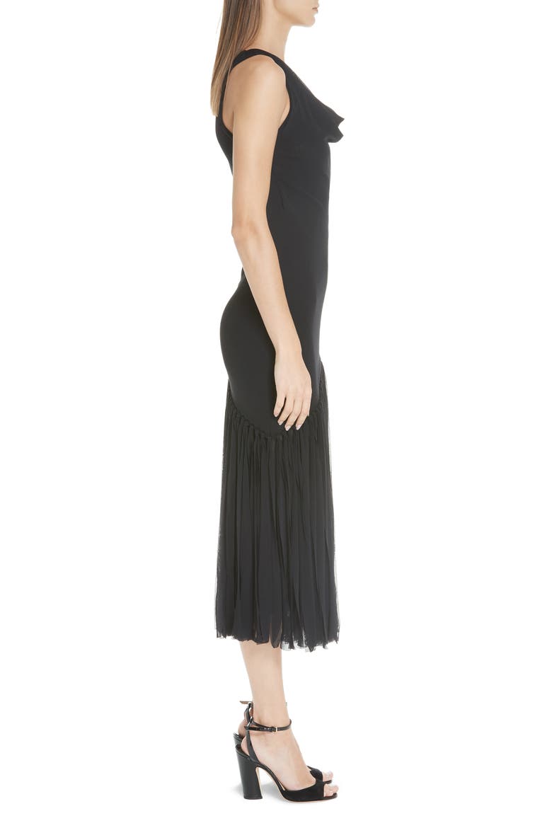 Tulle Fringe Midi Dress, Alternate, color, NERO