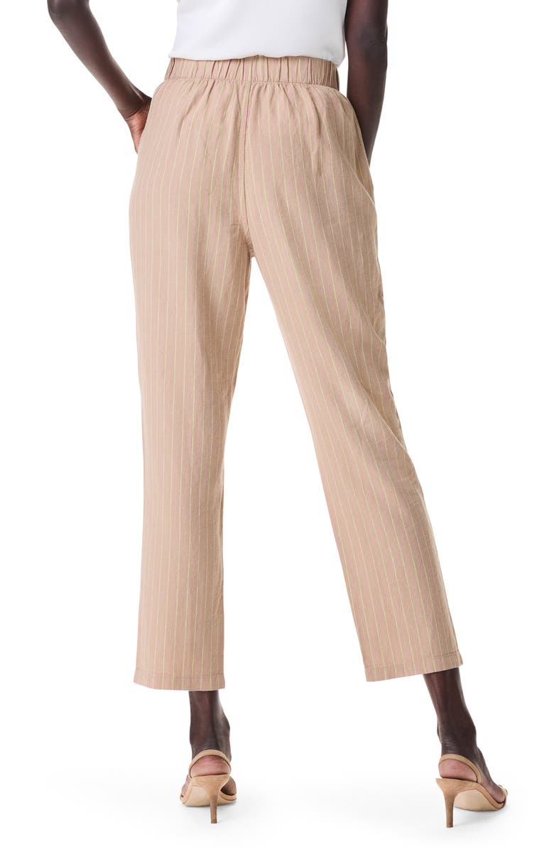 NIC+ZOE Central Park Pinstripe Linen Blend Ankle Pants, Alternate, color, Neutral Multi