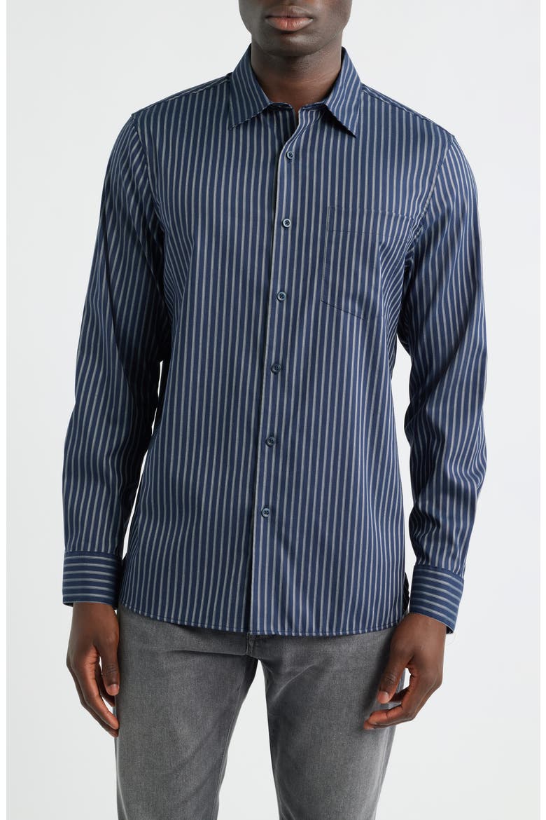 Lucian Stripe Stretch Button-Up Shirt, Main, color, NAVY LUCIAN STRIPE