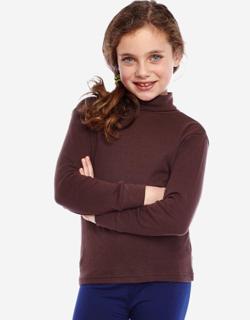 Leveret Kids Turtleneck, 100% Cotton, Solid Colors In Brown