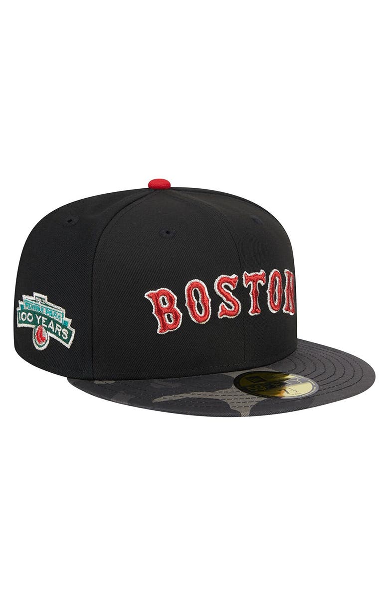 New Era Men's New Era Black Boston Red Sox Metallic Camo 59FIFTY Fitted Hat, Main, color, Black