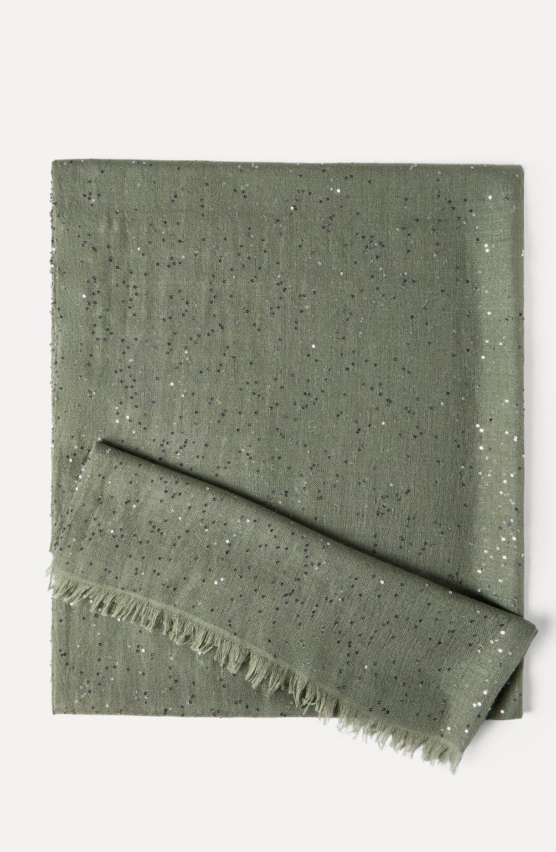 Brunello Cucinelli Cashmere and silk Diamond yarn scarf, Alternate, color, Green