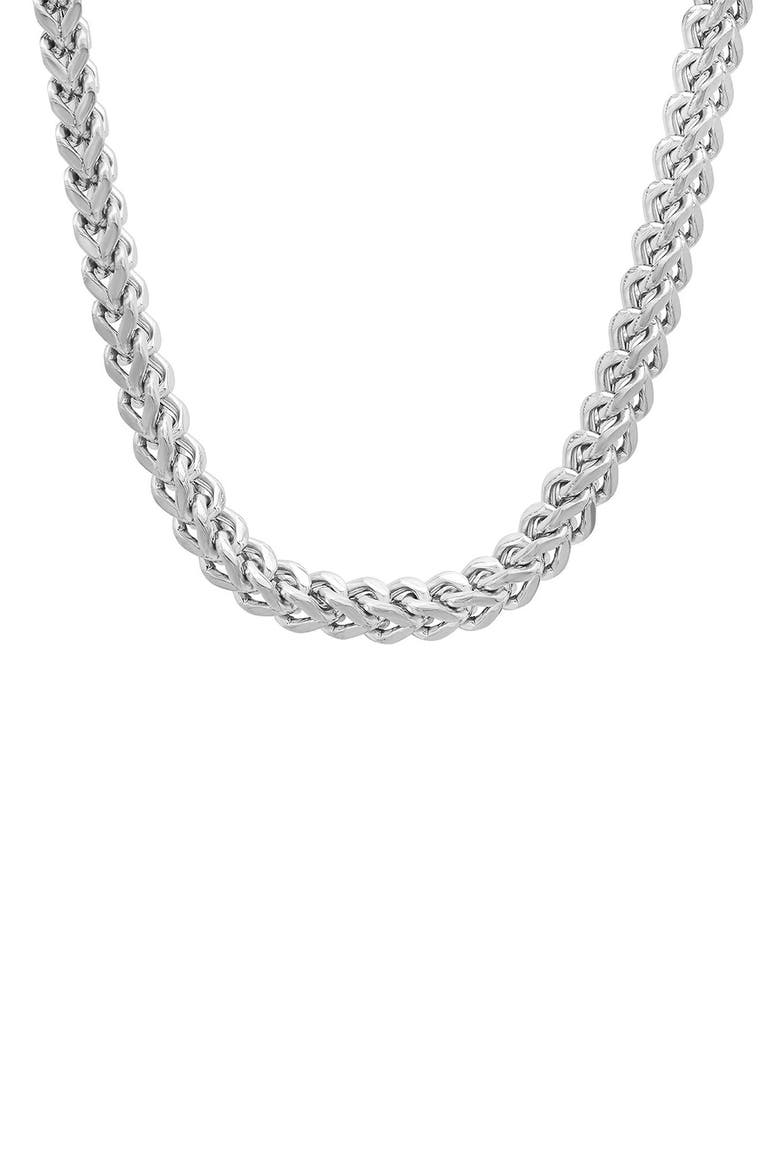 Men's Stainless Steel Wheat Chain Necklace, Main, color, SILVER