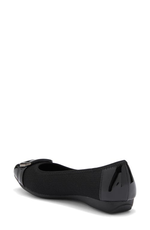 Anne Klein Ursula Buckle Ballet Flat In Black Flyknit