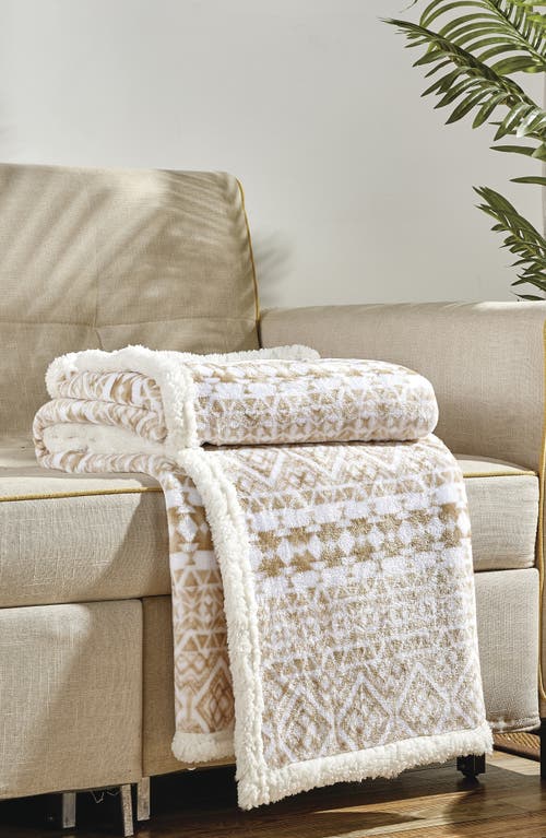 Luxury Home Tala Print Faux Shearling Throw Blanket