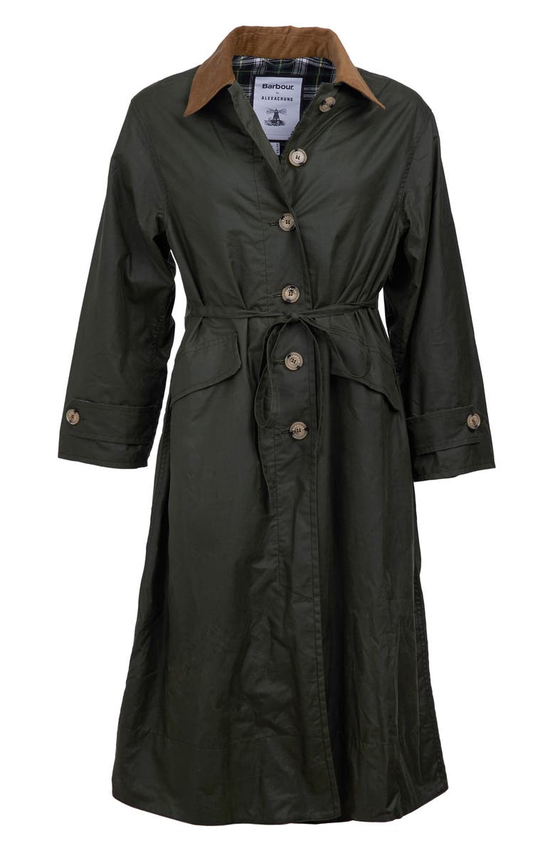 Barbour x ALEXACHUNG Maisie Waxed Cotton Coat, Alternate, color,
