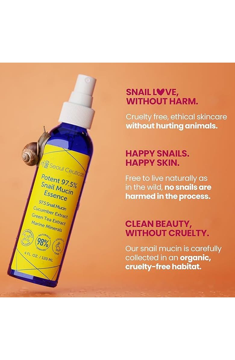 Seoul Ceuticals Korean Skincare Potent 97.5% Snail Mucin Essence, Alternate, color, Clear