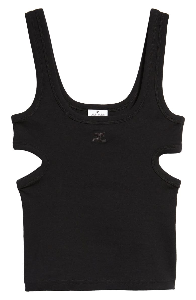 Courrèges Cutout Cotton Tank, Alternate, color, 