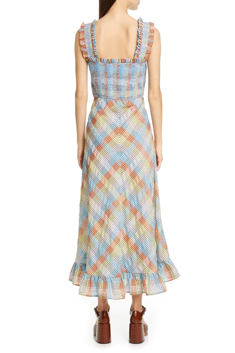 Plaid Smocked Seersucker Midi Sundress, Alternate, color, MULTI COLOR