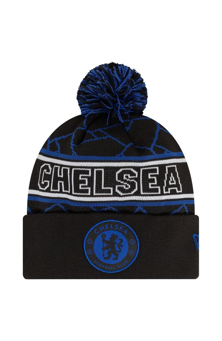 New Era Men's New Era Black Chelsea Sport Cuffed Knit Hat with Pom, Main, color, 